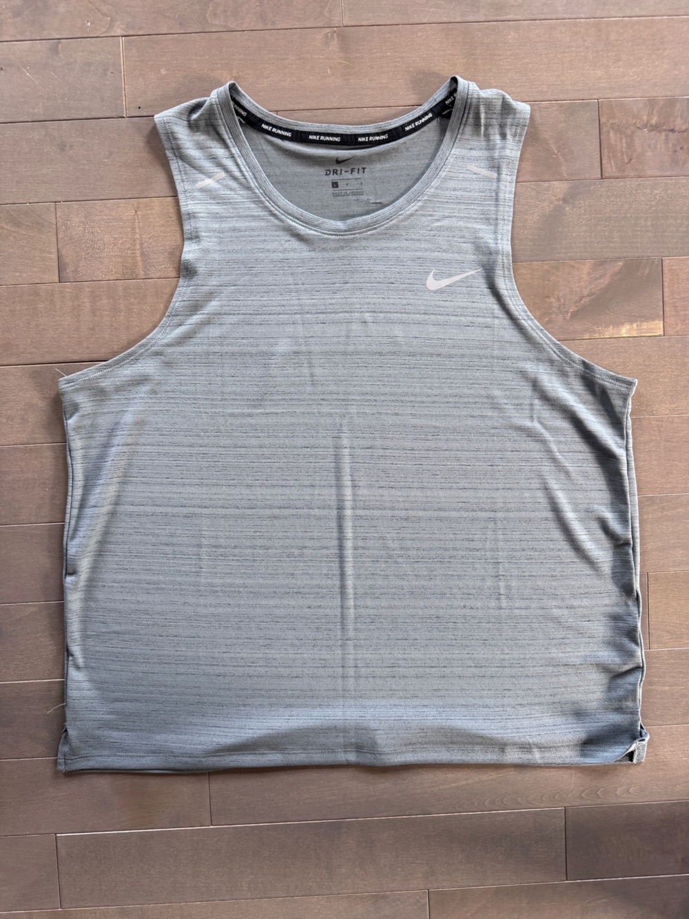 Nike Dri Fit Running Men's Light Gray Tank Top Swoosh